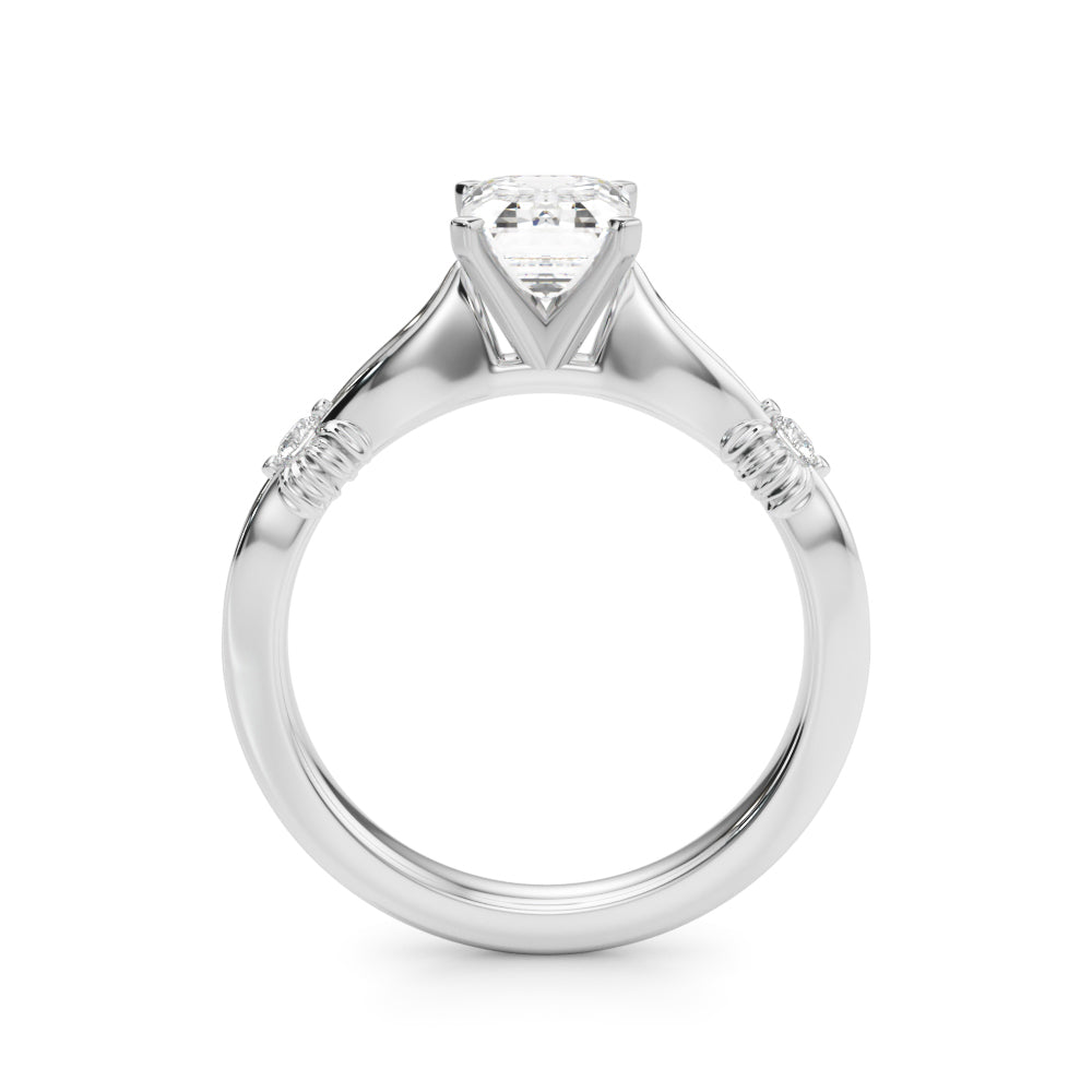 Silver Radiant Solitaire Diamond Twisted Band with Four-Prong Setting 1