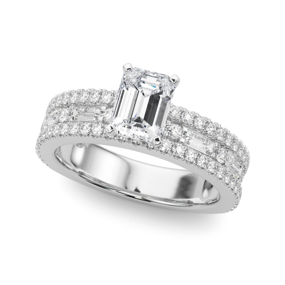 Silver Radiant Solitaire Diamond with Pave and Channel Set Band 2