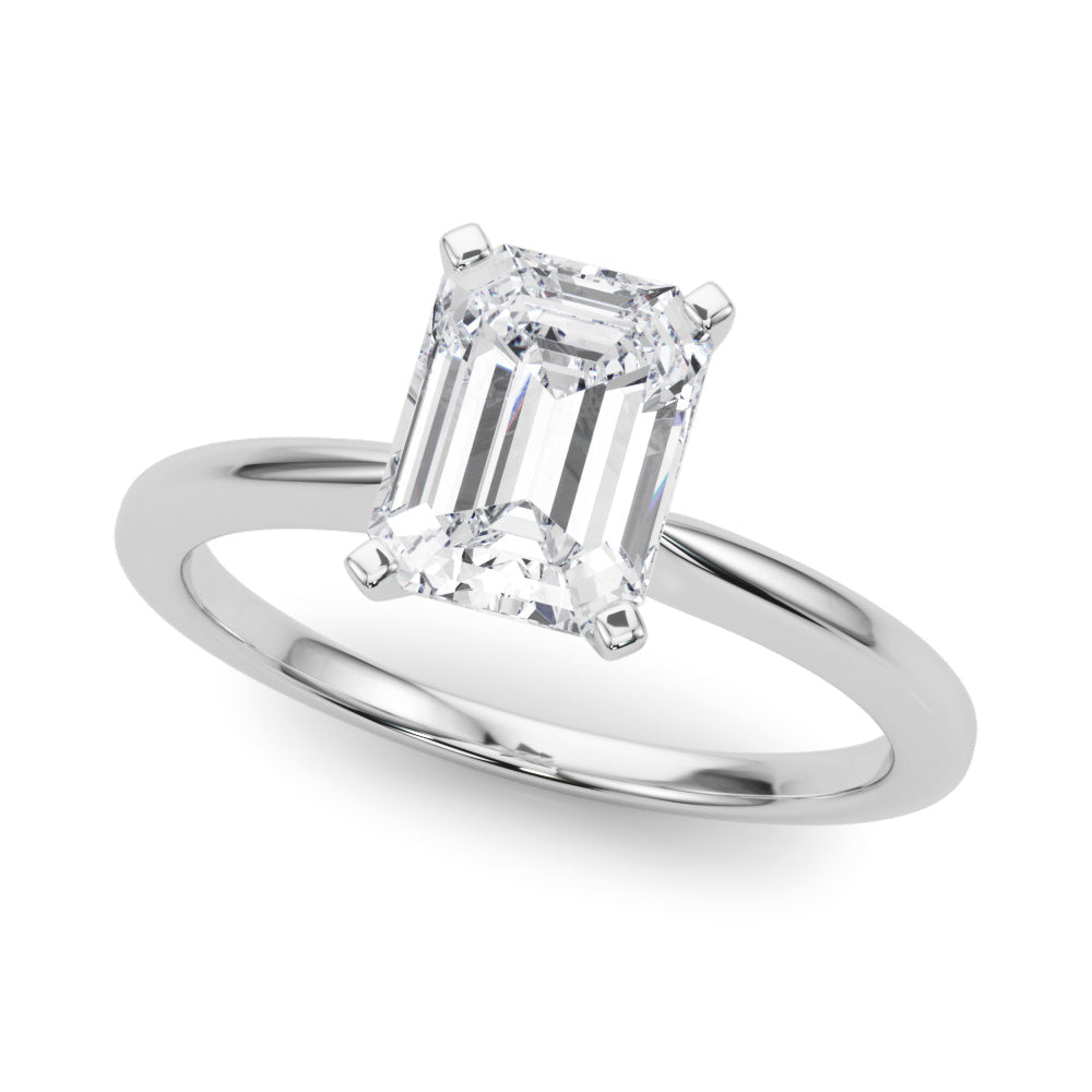 Silver Radiant Solitaire Engagement Ring with Classic Band and Four-Prong Setting 2