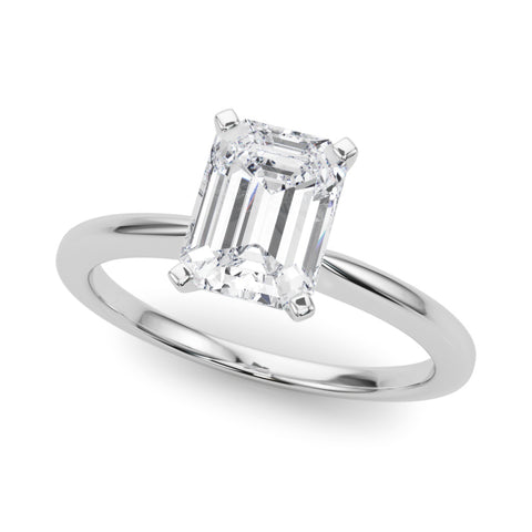 Silver Radiant Solitaire Engagement Ring with Classic Band and Four-Prong Setting 2