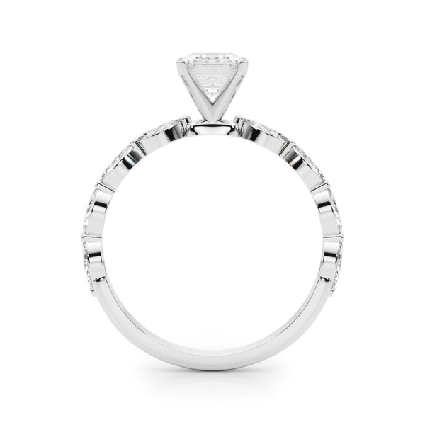 14K Yellow Gold 3.03 Carat F VS1 Radiant Solitaire Marquise Side Stone Prong Setting Ring