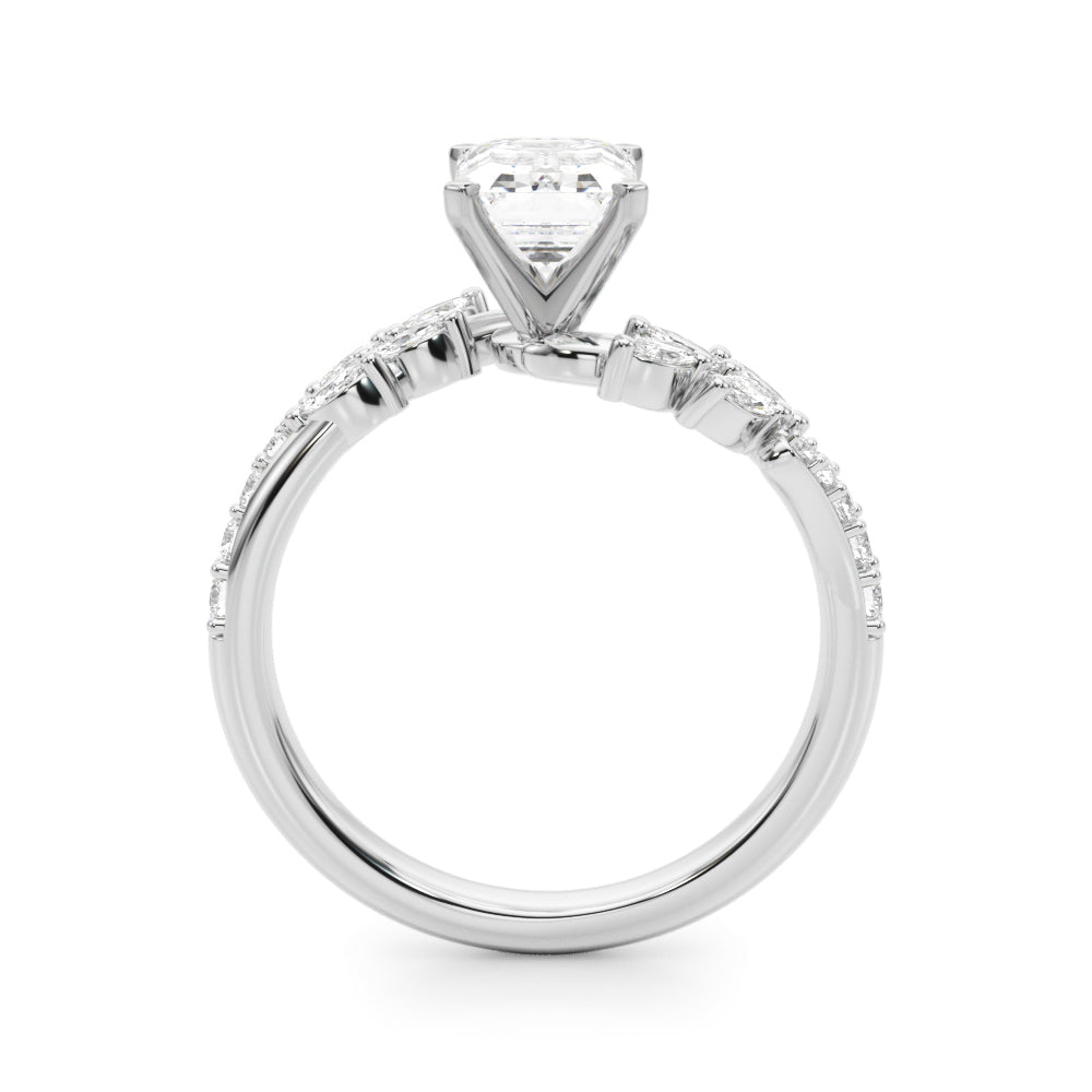 Silver Radiant Solitaire Marquise Twist Band with Six-Prong Setting 1