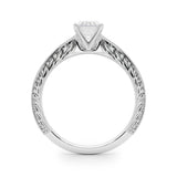 Silver Radiant Solitaire Milgrain Engraved Band with Four-Prong Setting 1