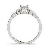 Silver Radiant Solitaire Milgrain Leaf Band with Prong Setting 1