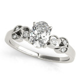 Silver Radiant Solitaire Milgrain Leaf Band with Prong Setting 2