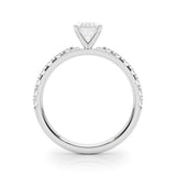 14K White Gold 2.19 Carat D VVS2 Radiant Solitaire Pavé Band with Four-Prong Setting