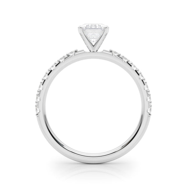 14K White Gold 2.19 Carat D VVS2 Radiant Solitaire Pavé Band with Four-Prong Setting