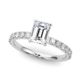 14K White Gold 2.19 Carat D VVS2 Radiant Solitaire Pavé Band with Four-Prong Setting
