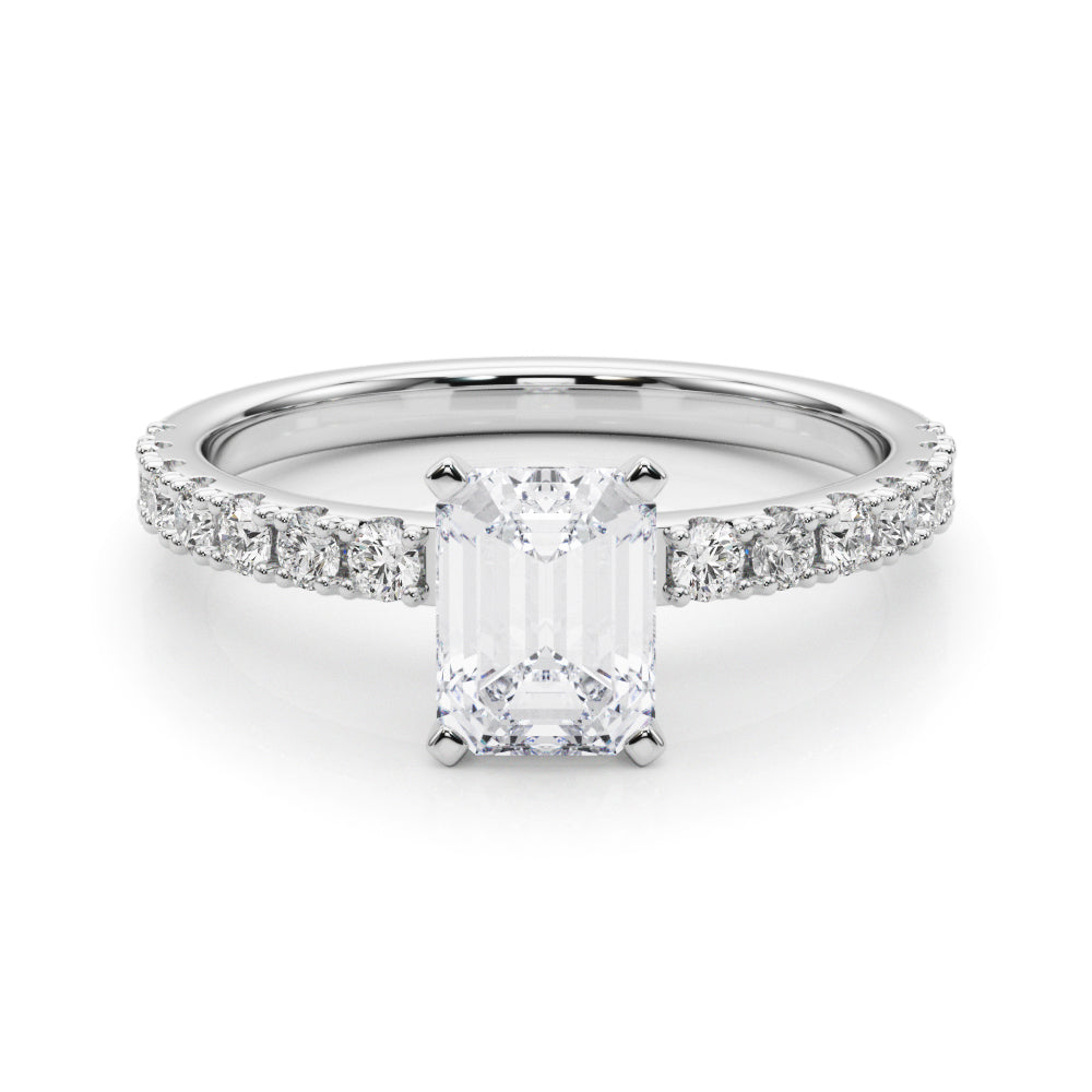Silver Radiant Solitaire Pavé Band with Four-Prong Setting