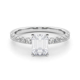 14K White Gold 2.19 Carat D VVS2 Radiant Solitaire Pavé Band with Four-Prong Setting
