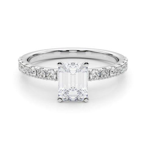 Silver Radiant Solitaire Pavé Band with Four-Prong Setting