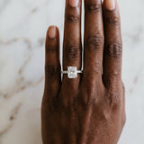 Silver Radiant Solitaire Pave Diamond Engagement Ring with Four-Prong Setting_239
