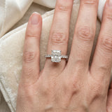 Silver Radiant Solitaire Pave Diamond Engagement Ring with Four-Prong Setting_242