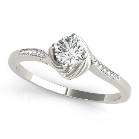 Silver Radiant Solitaire Twist Band with Channel-Set Diamonds and Four-Prong Setting
