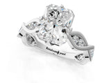 Silver Radiant Solitaire Twist Band with Leaf Prong Setting 2