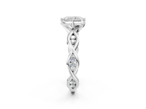 Silver Radiant Solitaire Twist Band with Leaf Prong Setting 3