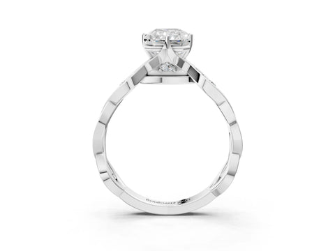 Silver Radiant Solitaire Twist Band with Leaf Prong Setting 4