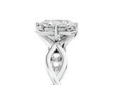 Silver Radiant Solitaire Twist Band with Leaf Prong Setting