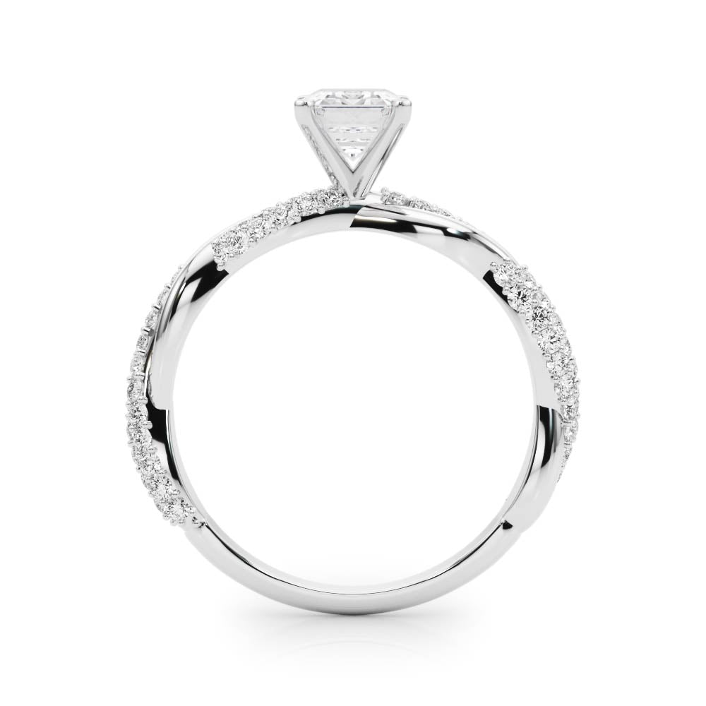 Silver Radiant Solitaire Twist Band with Pave Prong Setting 1