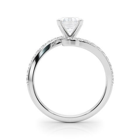 Silver Radiant Solitaire Twist Band with Pave Set Diamonds and Four-Prong Setting 1