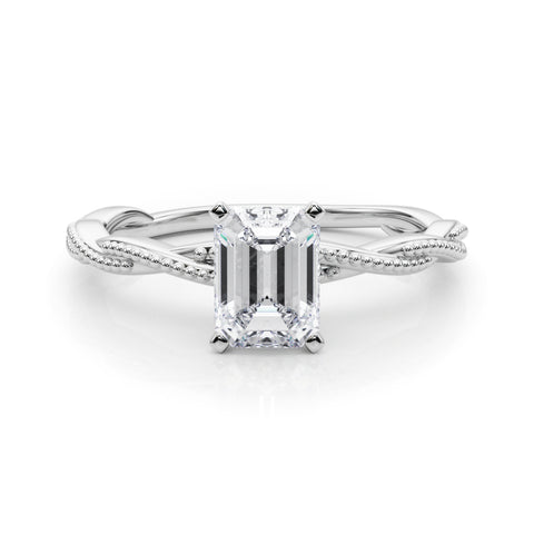 Silver Radiant Solitaire Twisted Band with Bead Prong Setting