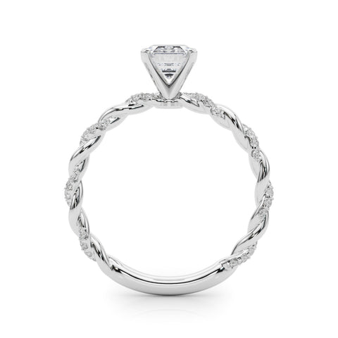 Silver Radiant Solitaire Twisted Band with Pavé Accents and Four-Prong Setting 1