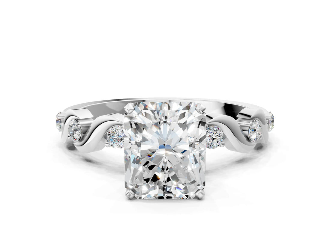 Silver Radiant Solitaire Twisted Band with Prong Setting