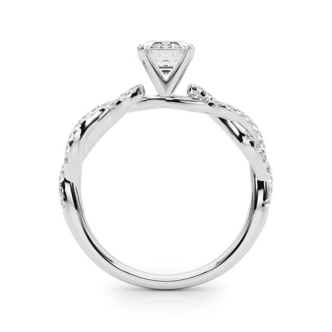 Silver Radiant Solitaire Twisted Pave Band with Four-Prong Setting 1