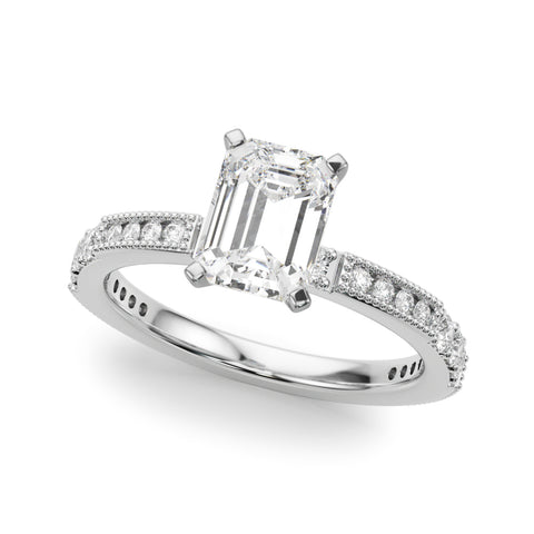 Silver Radiant Solitaire with Pavé Band and Four-Prong Setting 2