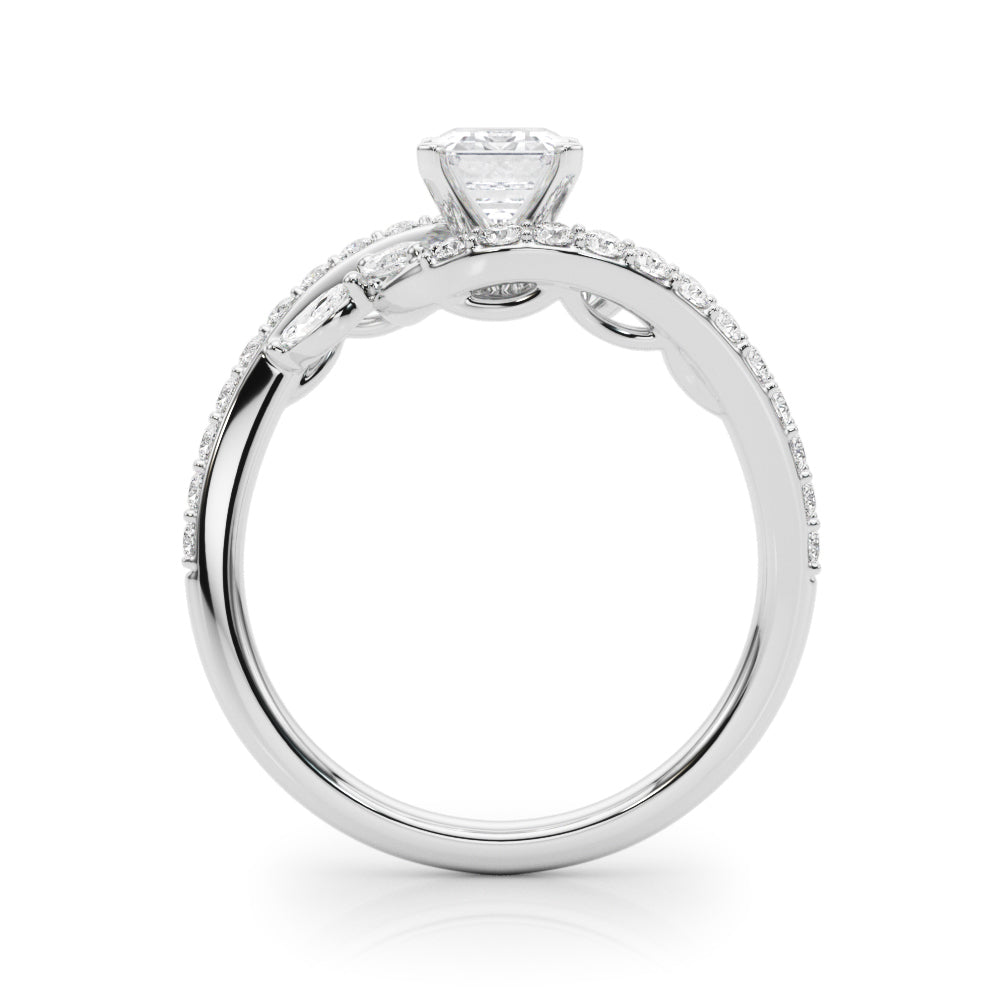 Silver Radiant Solitaire with Pavé Twist Band and Four-Prong Setting 1