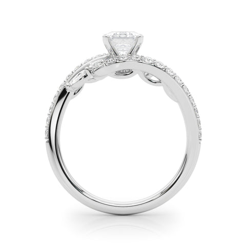Silver Radiant Solitaire with Pavé Twist Band and Four-Prong Setting 1