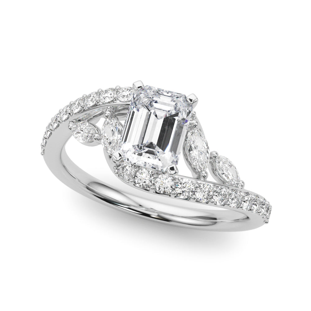 Silver Radiant Solitaire with Pavé Twist Band and Four-Prong Setting 2