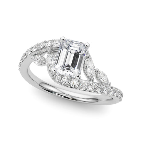 Silver Radiant Solitaire with Pavé Twist Band and Four-Prong Setting 2