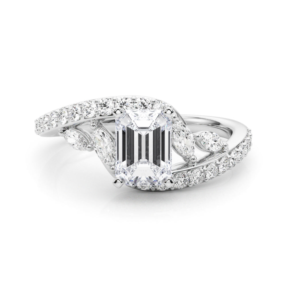 Silver Radiant Solitaire with Pavé Twist Band and Four-Prong Setting