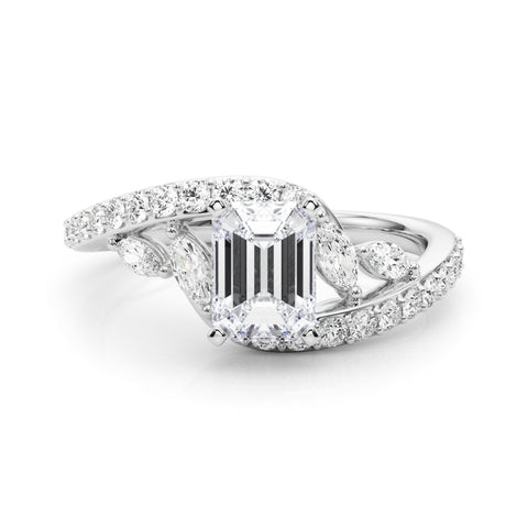 Silver Radiant Solitaire with Pavé Twist Band and Four-Prong Setting