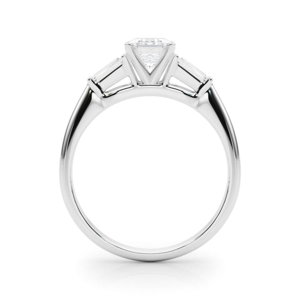 18K White Gold 3.04 Carat F VVS2 Radiant Solitaire with Tapered Baguette Side Stones on a Classic Band with Four-Prong Setting