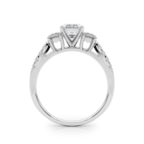 Silver Radiant Three-Stone Diamond Ring with Pavé Split Shank and Four-Prong Setting 1