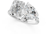Silver Radiant and Heart Toi Moi Ring with Prong Setting and Micro Pave Band 1