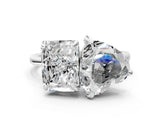 Silver Radiant and Heart Toi Moi Ring with Prong Setting and Plain Band