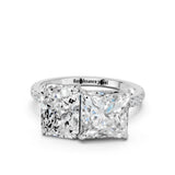 Silver Radiant and Princess Toi Moi Ring with Prong Setting and Micro Pave Band