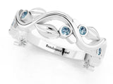 Silver Round Aquamarine Leaf Eternity Band with Bezel Setting_1