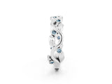 Silver Round Aquamarine Leaf Eternity Band with Bezel Setting_2
