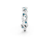 Silver Round Blue Topaz Leaf Eternity Band with Bezel Setting_2