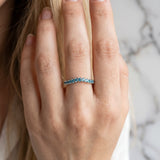 Silver Round Blue Topaz Pavé Curved Wedding Band_22