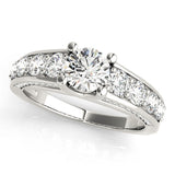 Platinum 3.02 Carat D VVS2 Round Brilliant Channel-Set Diamond Engagement Ring with Split Shank and Four-Prong Setting