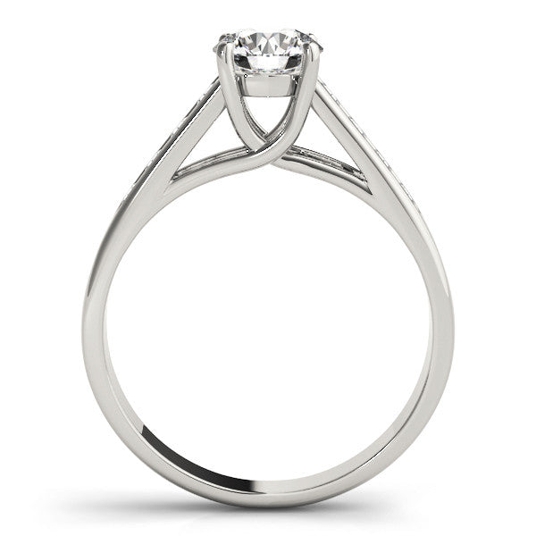 Silver Round Brilliant Channel-Set Solitaire Ring with Four-Prong Setting 1