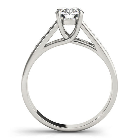 Silver Round Brilliant Channel-Set Solitaire Ring with Four-Prong Setting 1