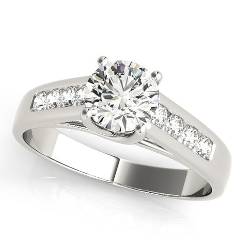 Silver Round Brilliant Channel-Set Solitaire Ring with Four-Prong Setting 2