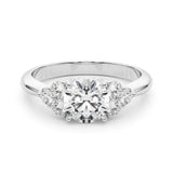 Silver Round Brilliant Diamond Cluster Accent Solitaire Ring with Prong Setting 2