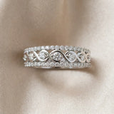 Silver Round Brilliant Diamond Infinity Twist Pave Band with Prong Setting_21